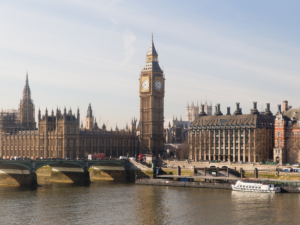 View of Big Ben and Parliament from the Thames river