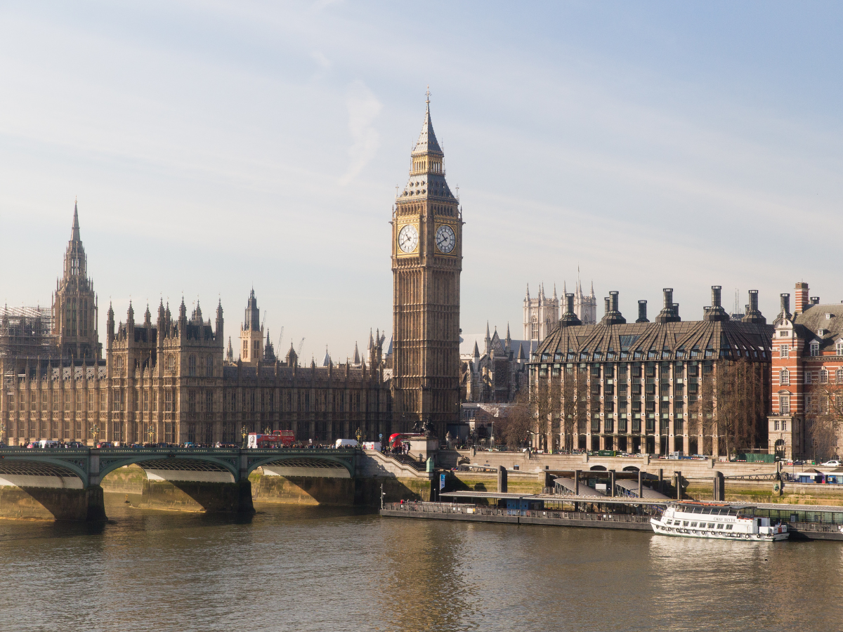 View of Big Ben and Parliament from the Thames river